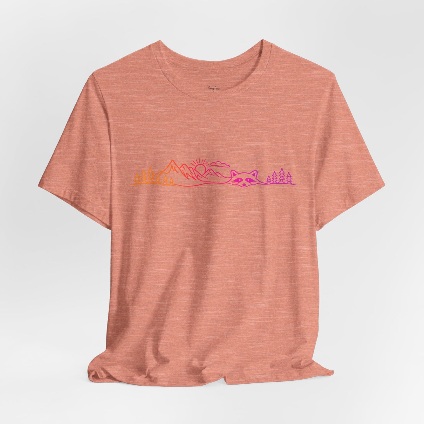 Raccoon Tee — Minimal Line Raccoon Scenic Graphic T-Shirt