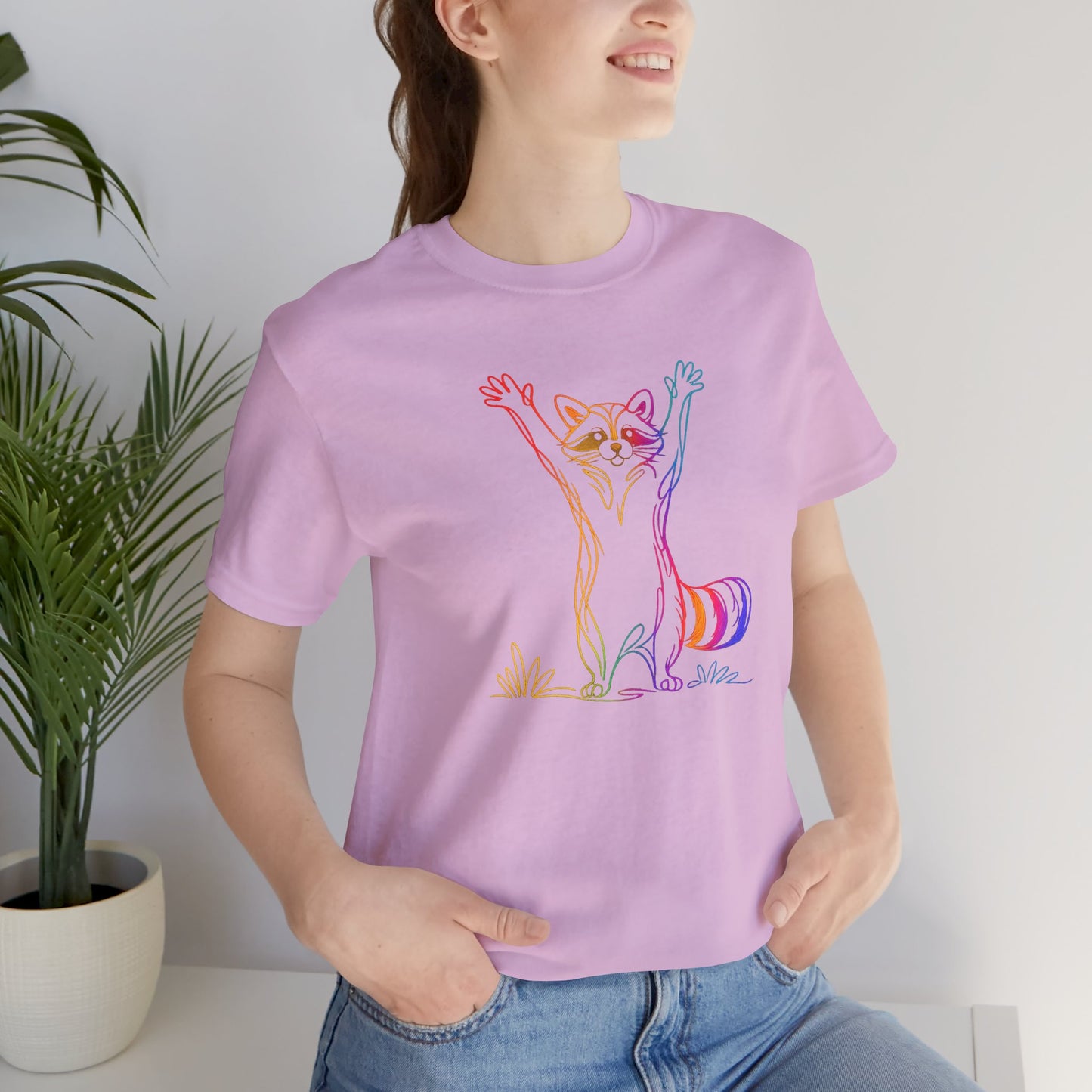 Raccoon Tee — Minimal Line Raccoon Scenic Graphic T-Shirt