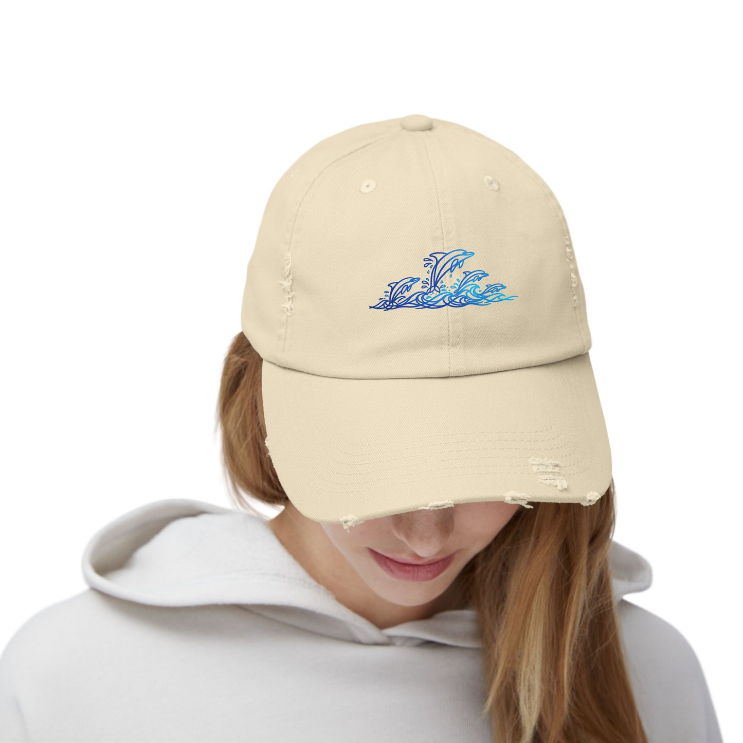 Splashing Dolphin Pod | Distressed Cap