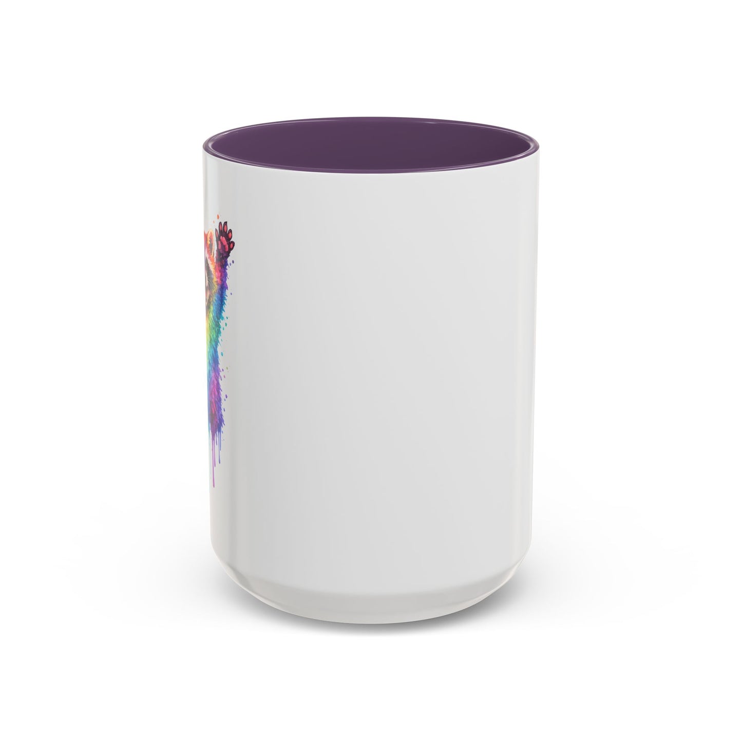 Cheerful Watercolor Raccoon Accent Coffee Mug