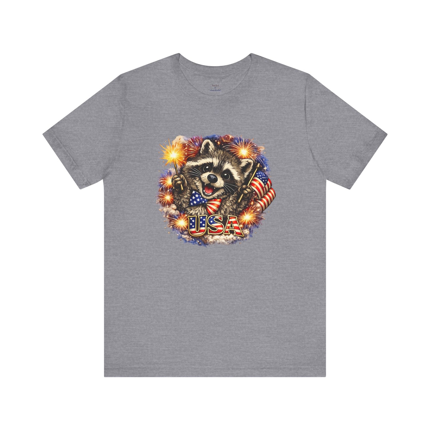 Patriot Raccoon 250th Anniversary T-Shirt — 4th of July Fireworks Flag Tee