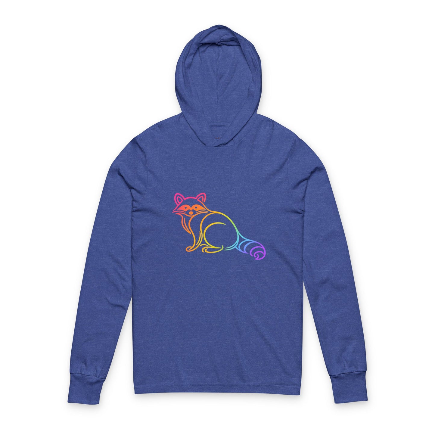 Continuous Line Art | Rainbow Raccoon Hooded Long Sleeve Tee