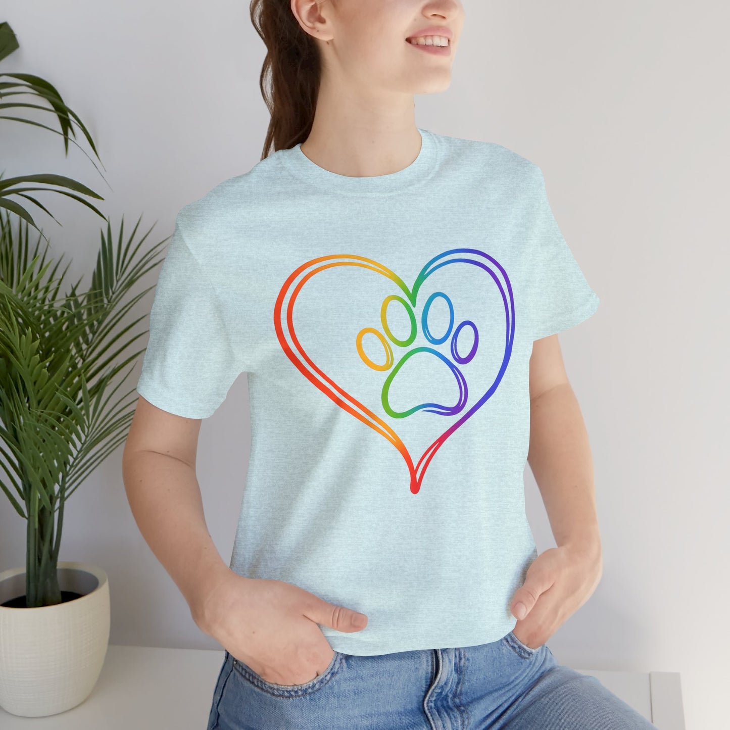 Heart/Paw Colorful Line-Work T-Shirt