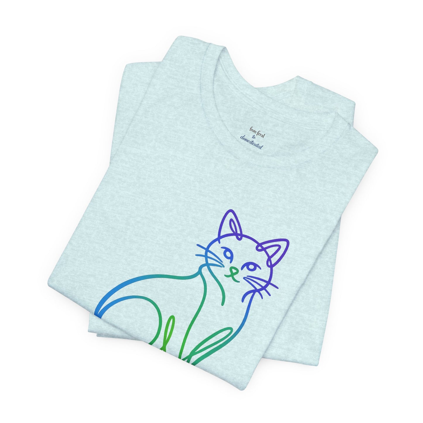 Colorful Line-Work Sitting Cat T-Shirt