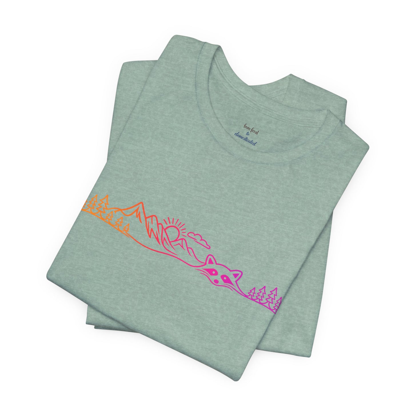 Raccoon Tee — Minimal Line Raccoon Scenic Graphic T-Shirt