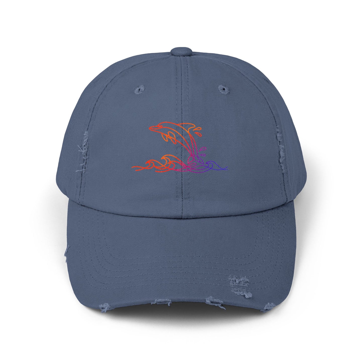 Sunset Splashing Dolphin | Distressed Cap