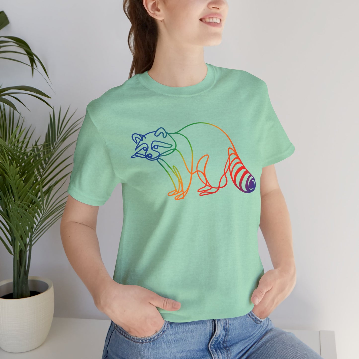 Raccoon Tee — Minimal Line Raccoon Scenic Graphic T-Shirt