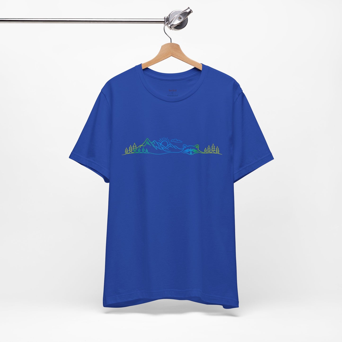 Raccoon Tee — Minimal Line Raccoon Scenic Graphic T-Shirt