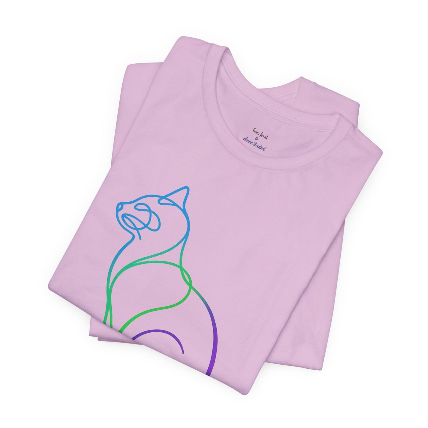 Colorful Line | Work Sitting Cat T-Shirt
