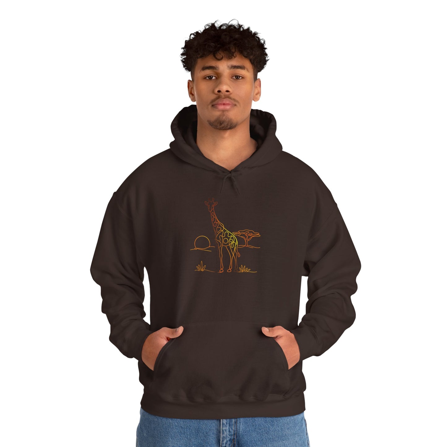Giraffe Line Art Hoodie – Minimal Safari Illustration