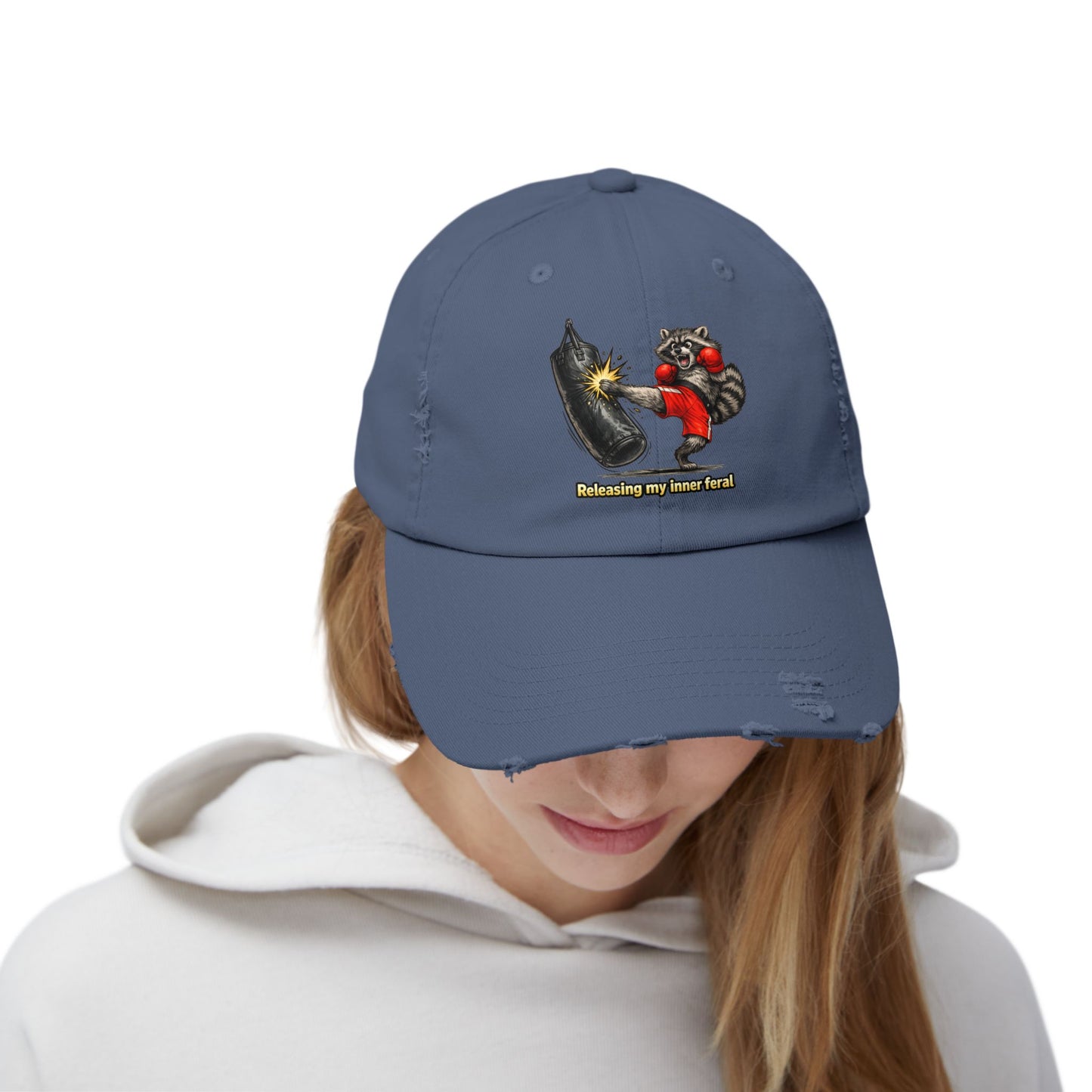Inner Feral Distressed Cap — Raccoon Mom/Dad Funny Dad Hat
