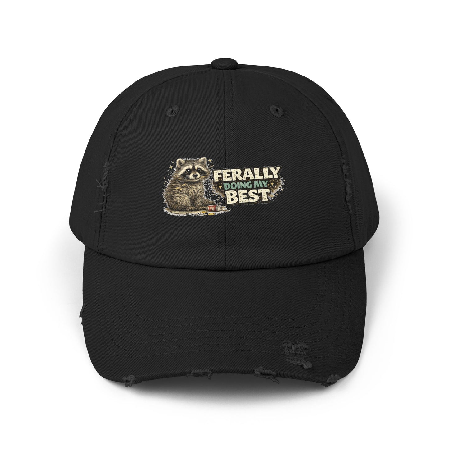 Ferally Distressed Cap — Raccoon Mom/Dad Funny Dad Hat
