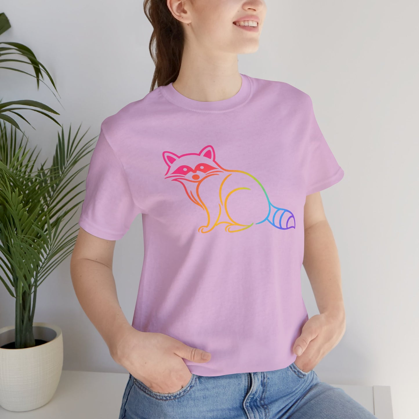 Raccoon Tee — Minimal Line Raccoon Scenic Graphic T-Shirt