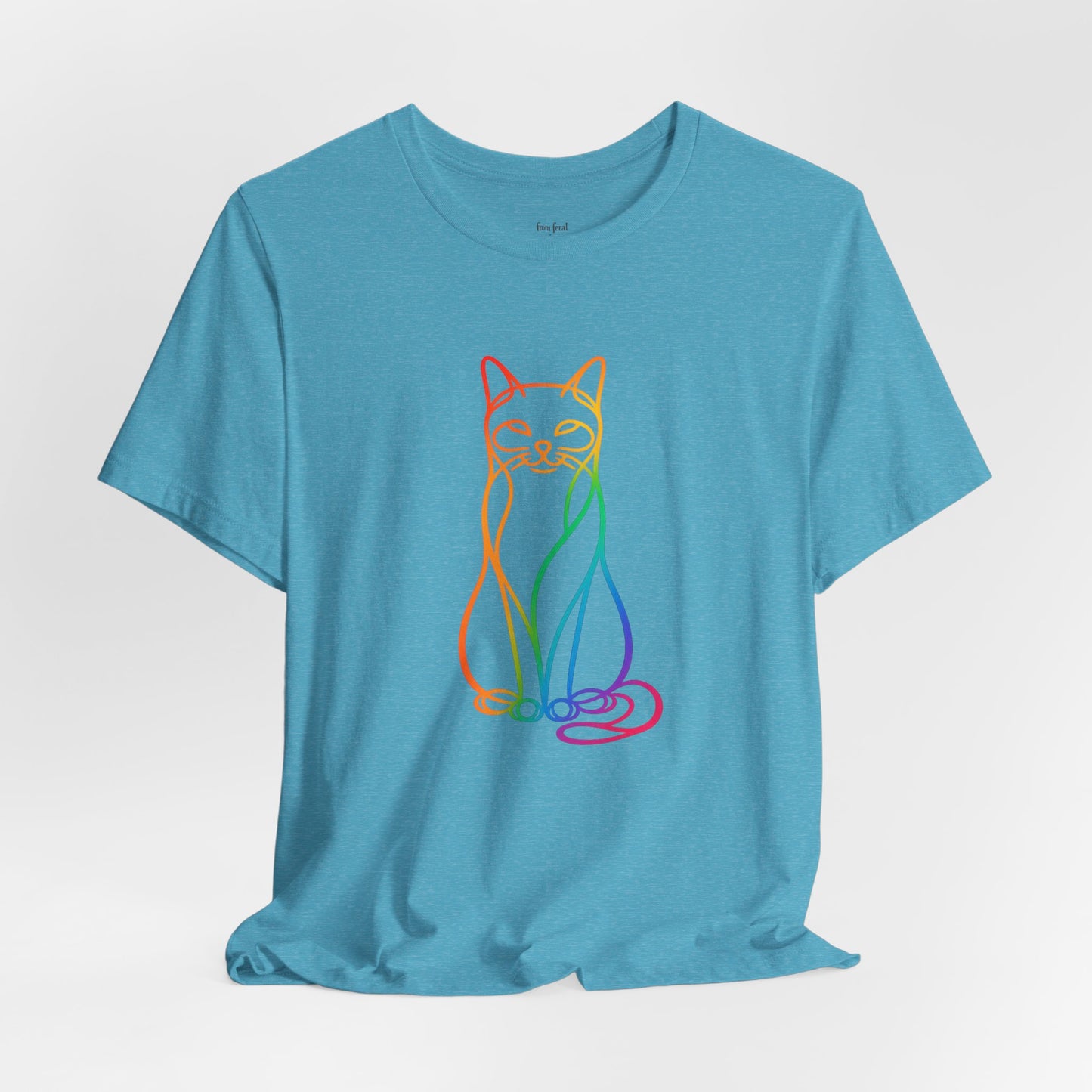 Colorful Line-Work Sitting Cat T-Shirt