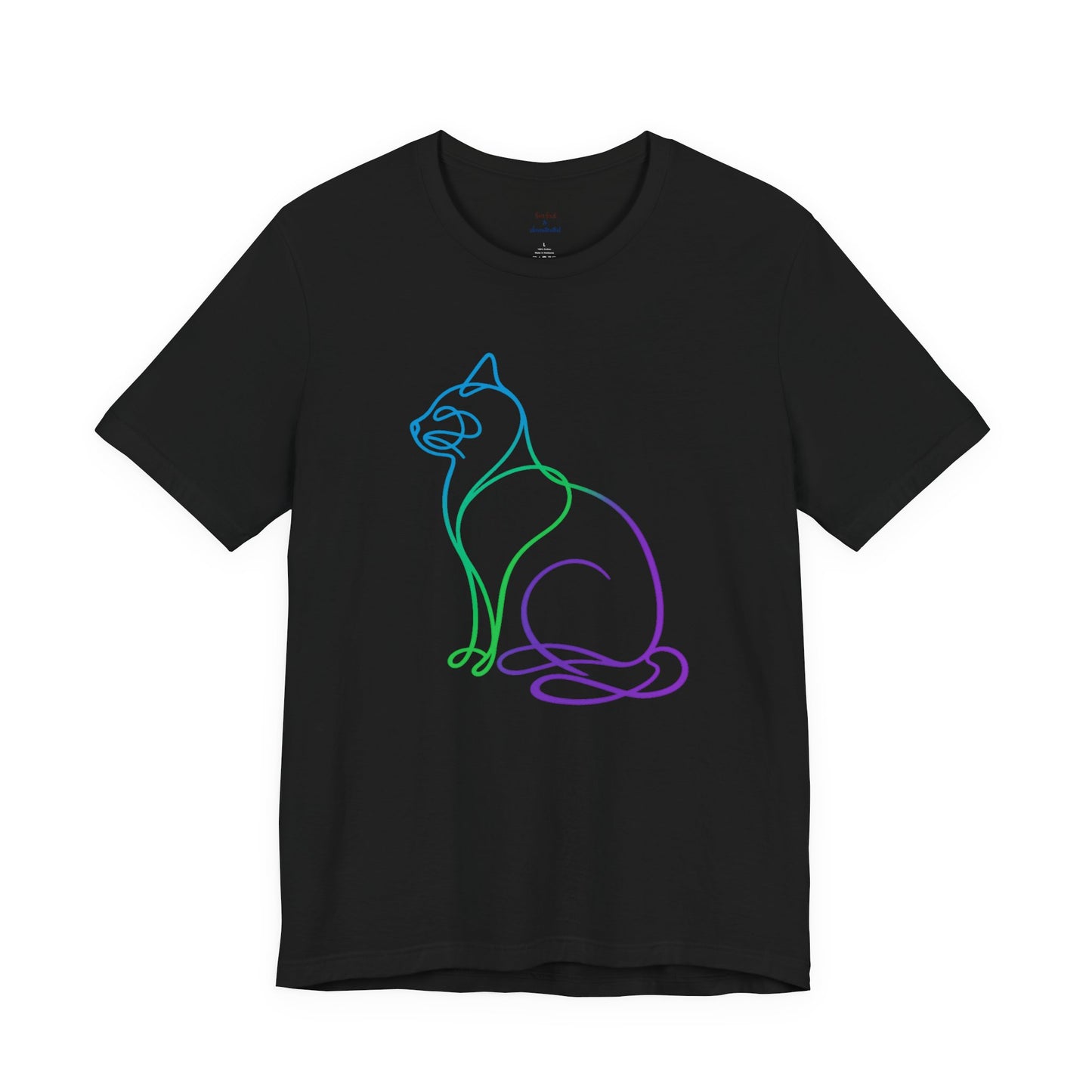 Colorful Line | Work Sitting Cat T-Shirt