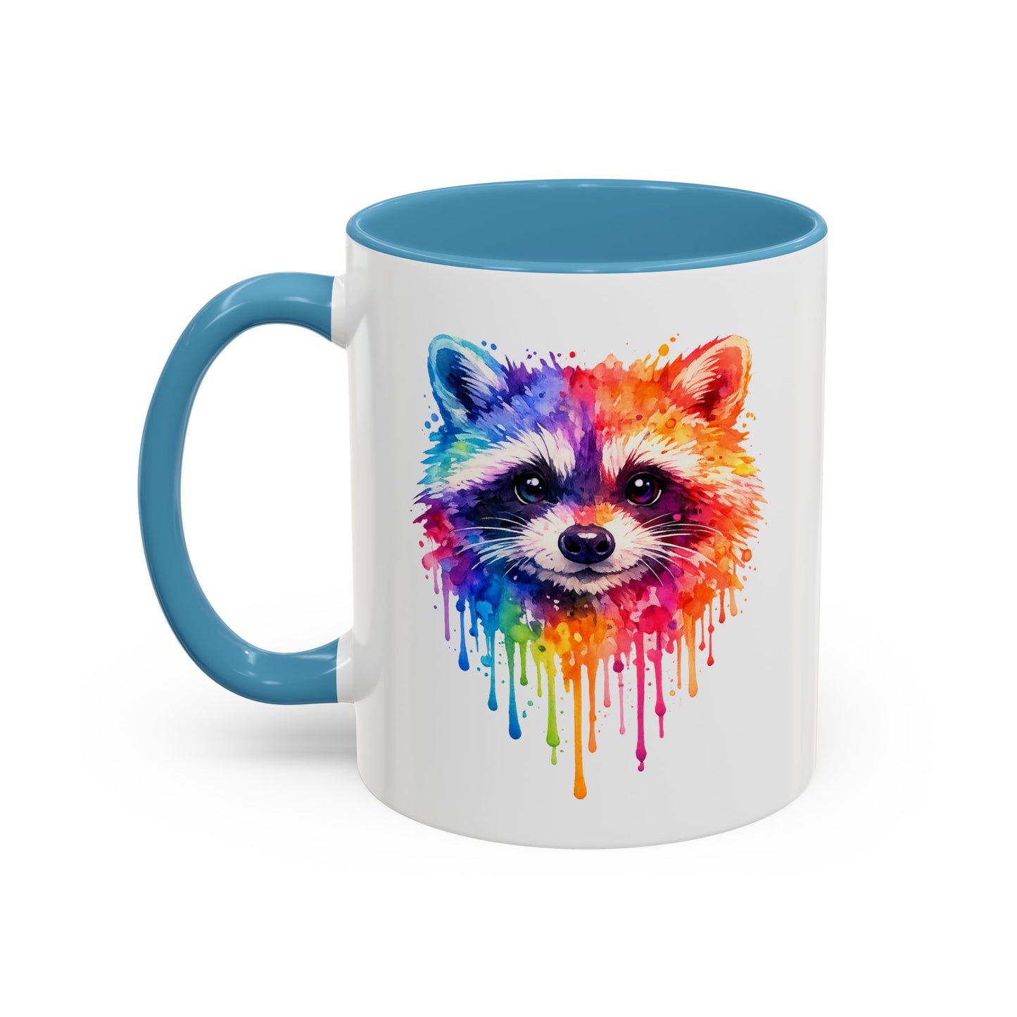 Cheerful Watercolor Raccoon Accent Coffee Mug