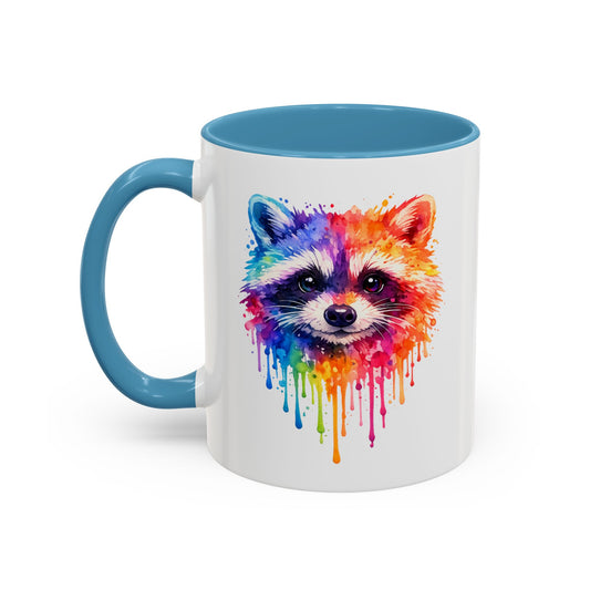 Cheerful Watercolor Raccoon Accent Coffee Mug