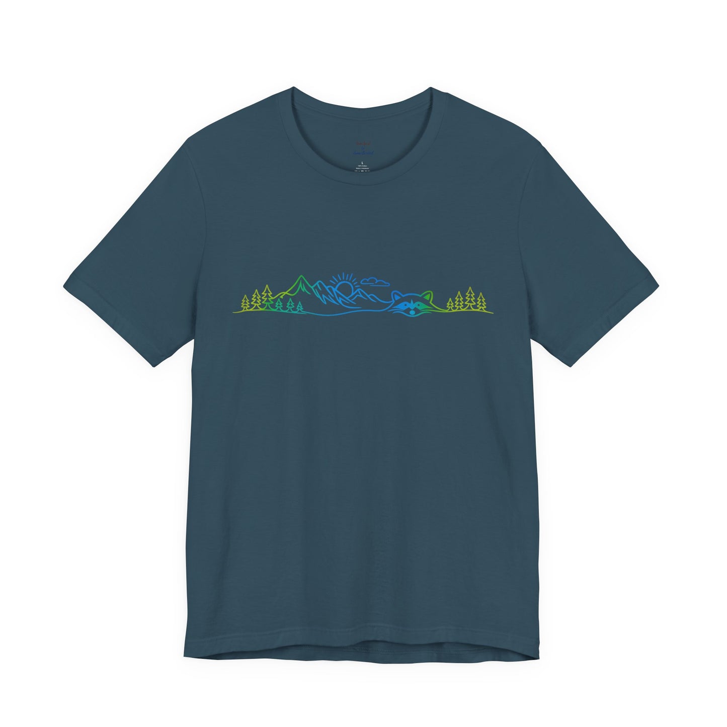 Raccoon Tee — Minimal Line Raccoon Scenic Graphic T-Shirt