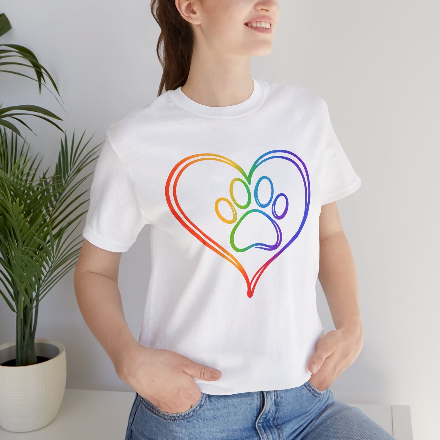 Heart/Paw Colorful Line-Work T-Shirt