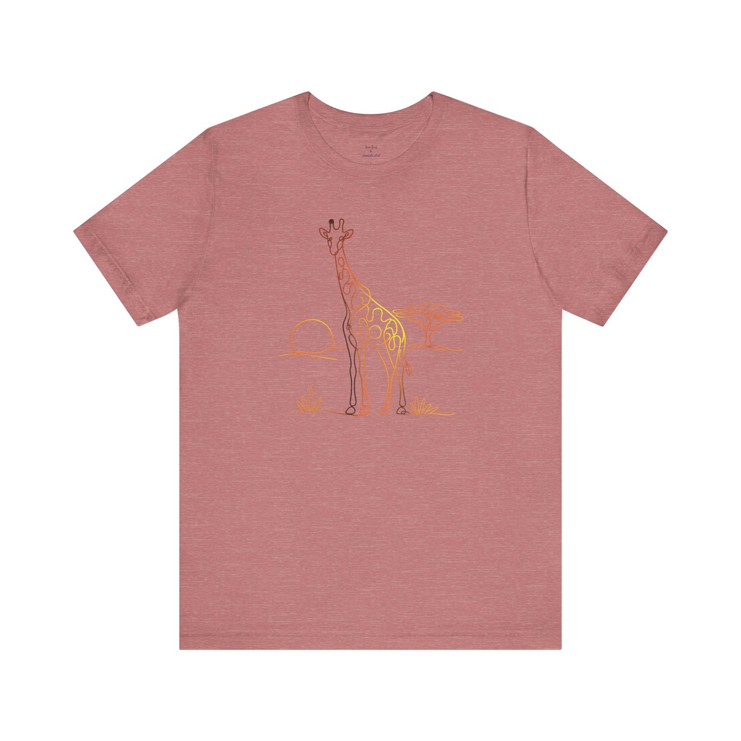 Giraffe Sunset Tee — Minimal Line Art Safari T-Shirt
