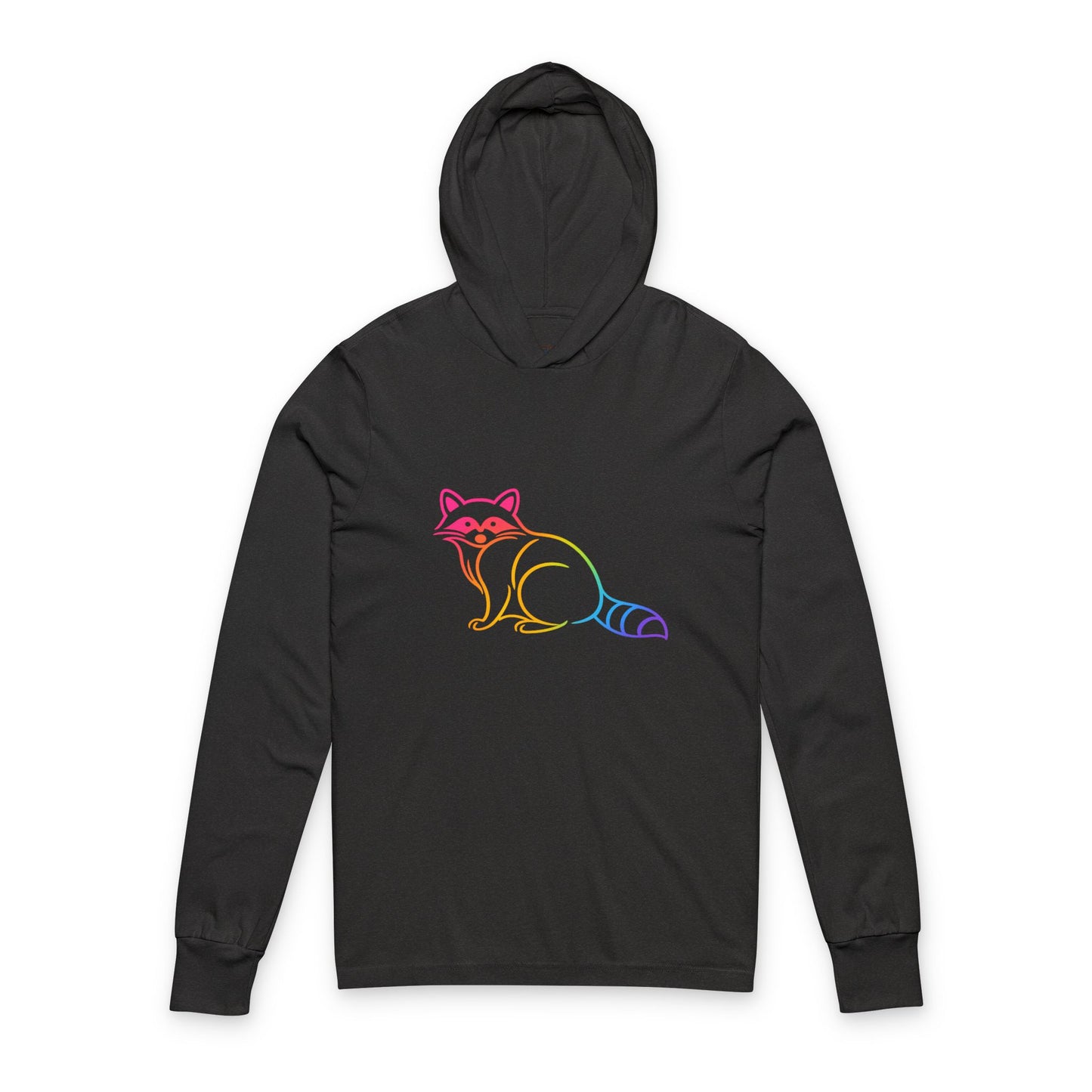 Continuous Line Art | Raccoon Hooded Long Sleeve Tee