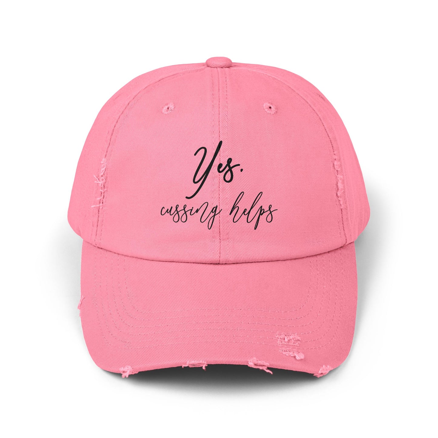 "Cussing Helps" Distressed Cap —  Funny Truth Hat