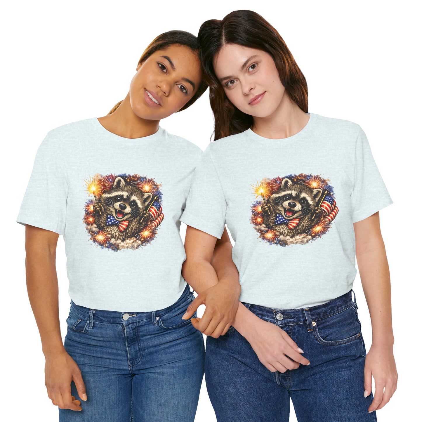 Patriot Raccoon 250th Anniversary T-Shirt — 4th of July Fireworks Flag Tee