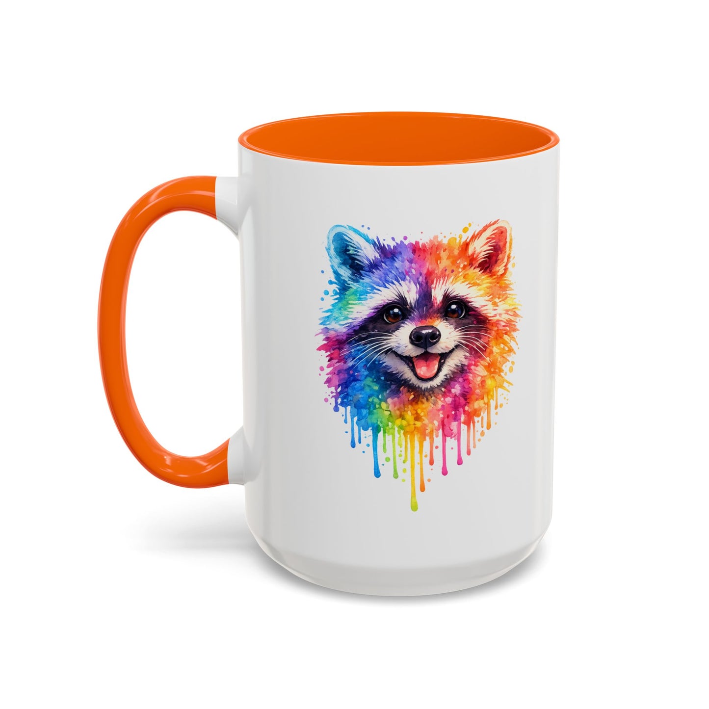Cheerful Watercolor Raccoon Accent Coffee Mug