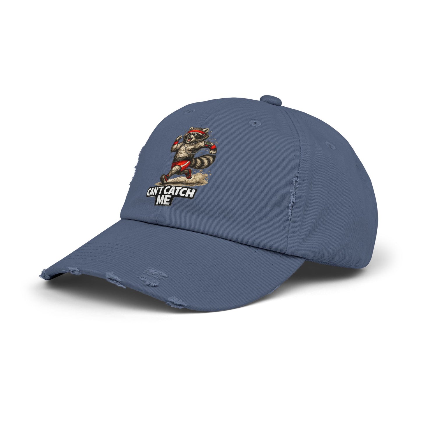 Can't Catch Me Distressed Cap — Raccoon Mom/Dad Funny Dad Hat