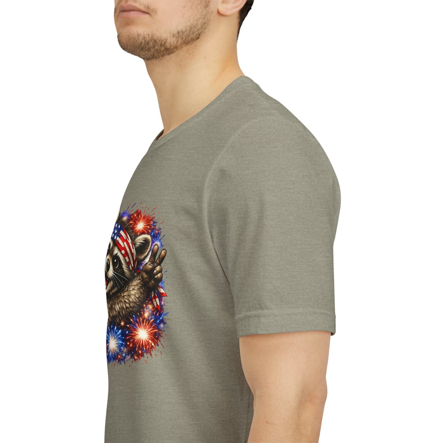 Patriot Raccoon 250th Anniversary T-Shirt — 4th of July Fireworks Flag Tee