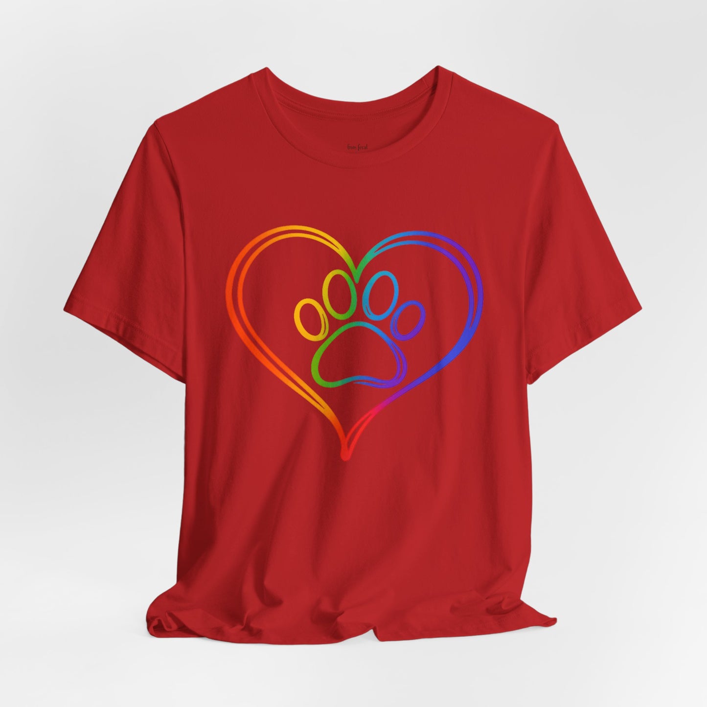 Heart/Paw Colorful Line-Work T-Shirt