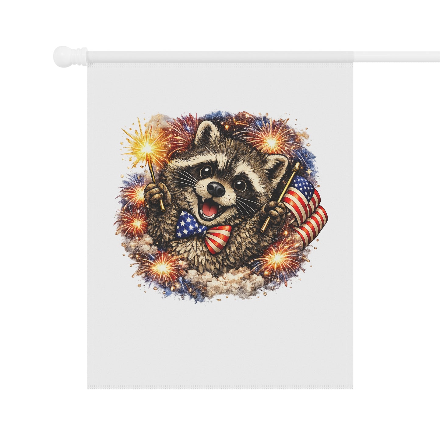 Patriotic Raccoon 250 Garden Flag — 4th of July House Banner