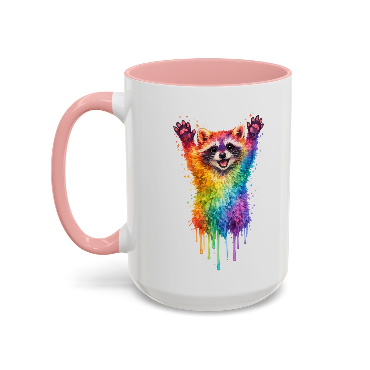 Cheerful Watercolor Raccoon Accent Coffee Mug