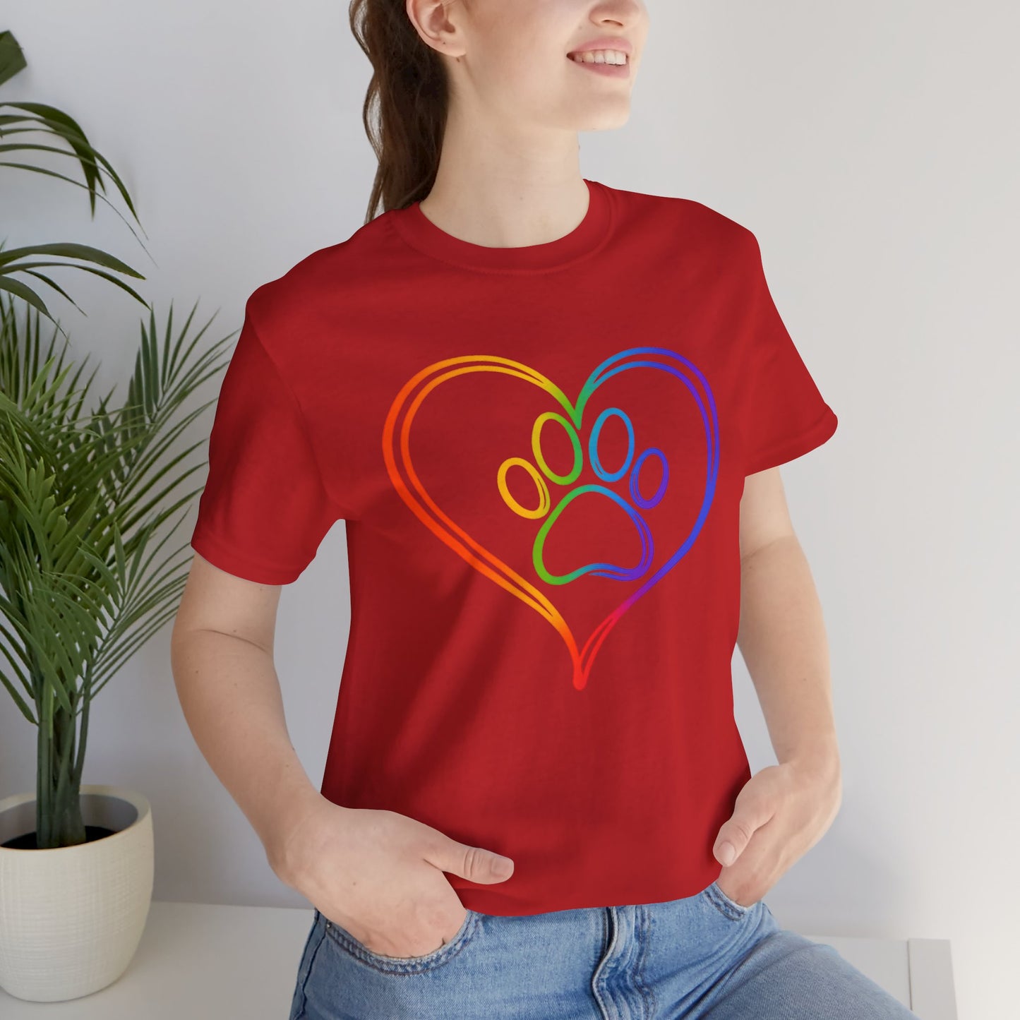 Heart/Paw Colorful Line-Work T-Shirt