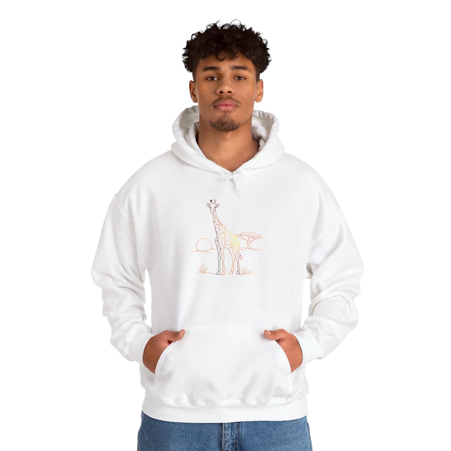 Giraffe Line Art Hoodie – Minimal Safari Illustration