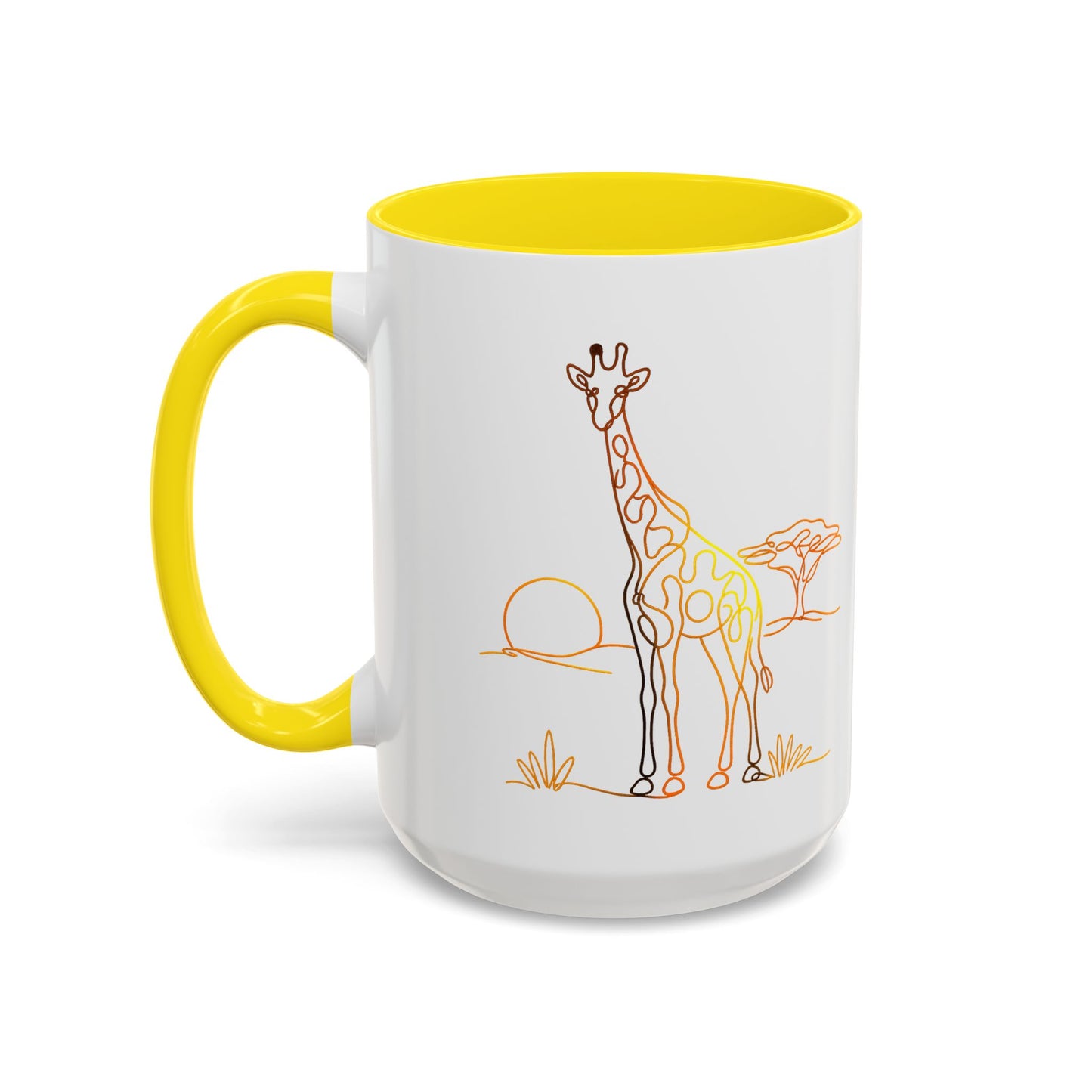 Safari Sunrise Coffee Mug — Minimal Line Giraffe Design (11/15oz)