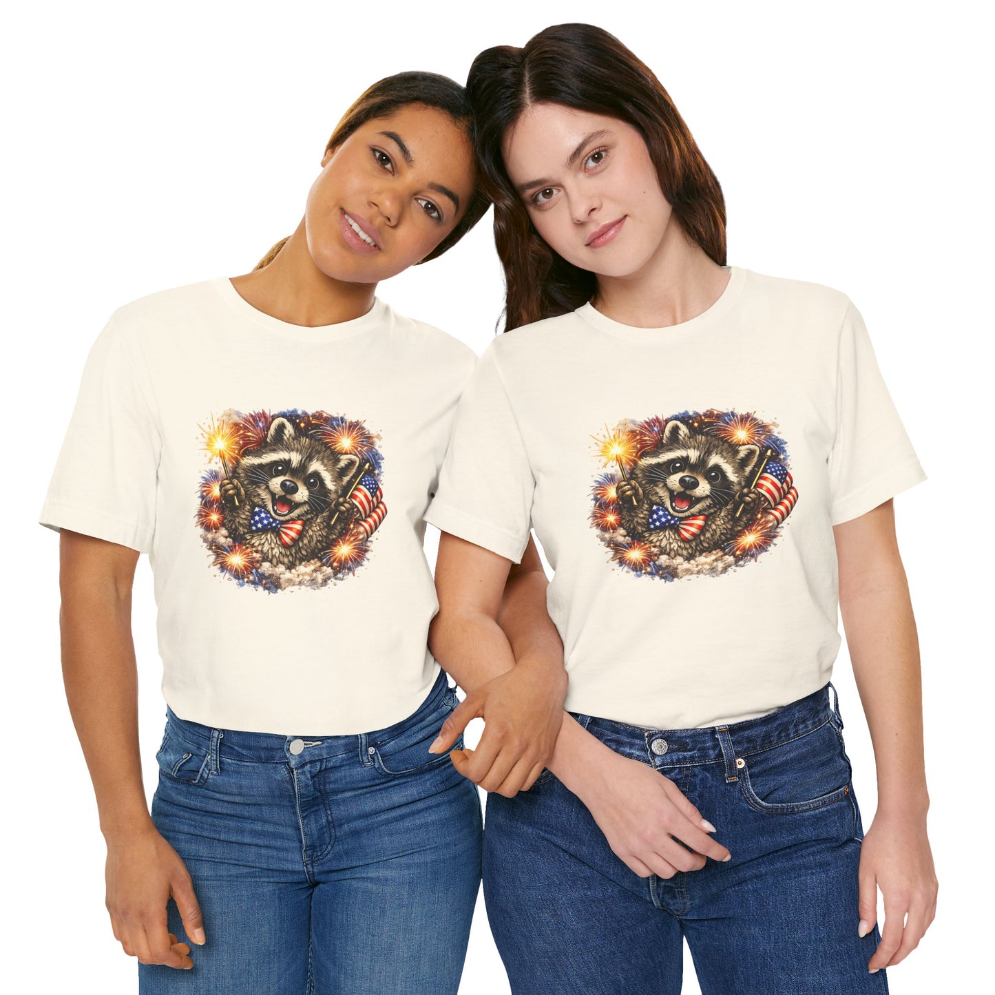 Patriot Raccoon 250th Anniversary T-Shirt — 4th of July Fireworks Flag Tee