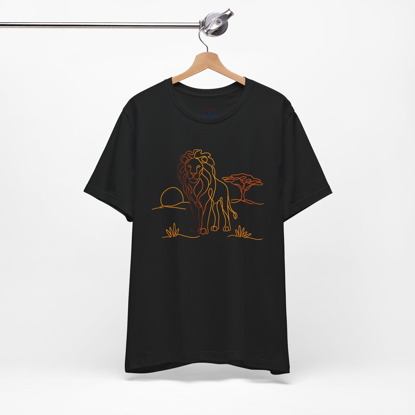 Lion Sunset Tee — Minimal Line Art Safari T-Shirt