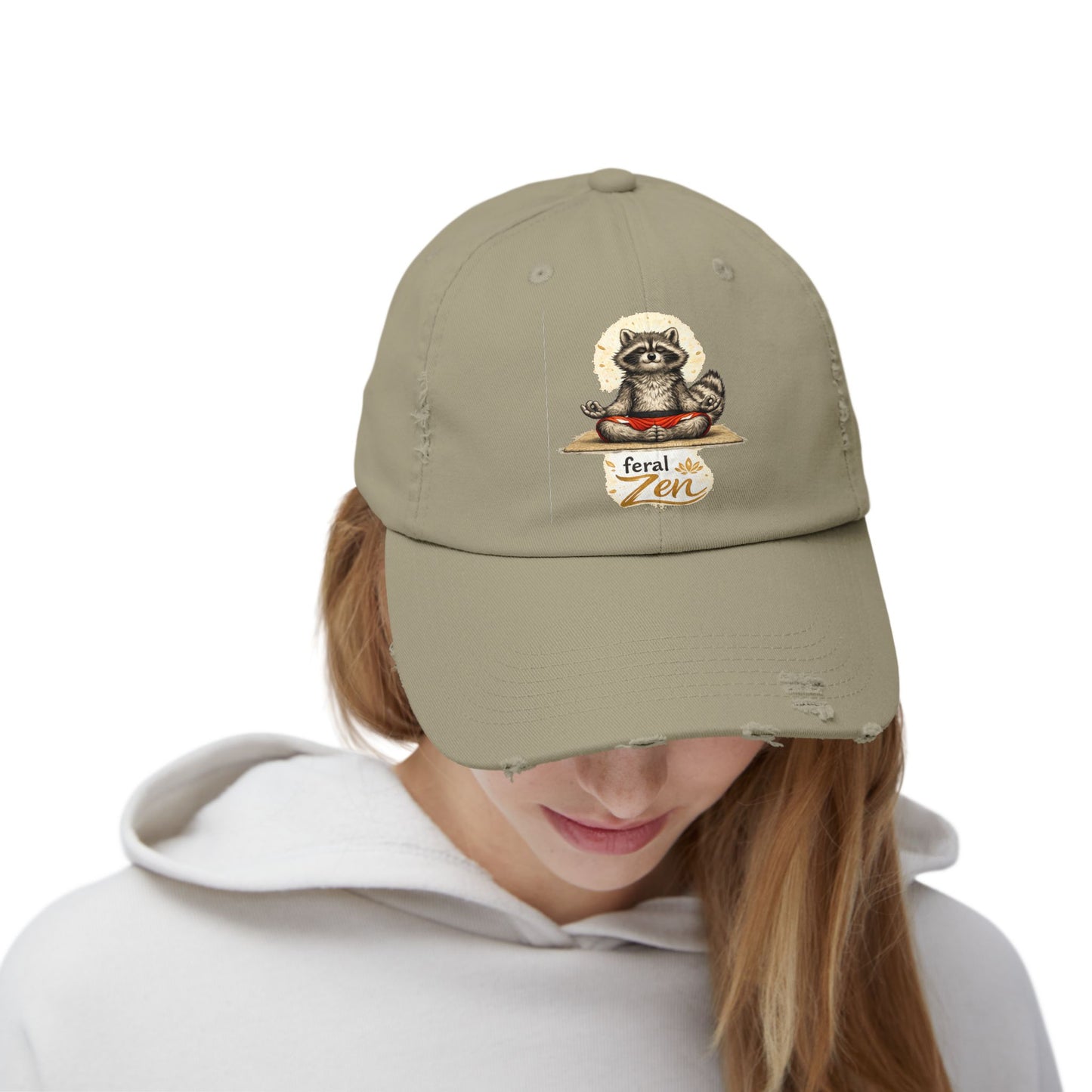 Feral Zen Distressed Cap — Raccoon Mom/Dad Funny Dad Hat