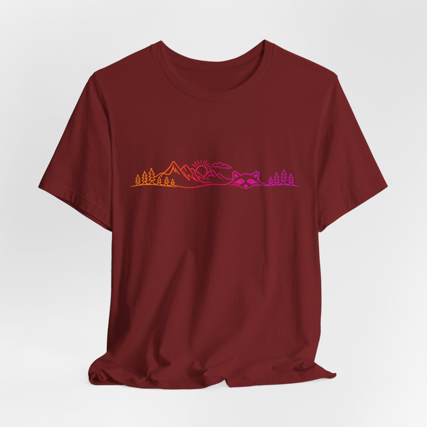 Raccoon Tee — Minimal Line Raccoon Scenic Graphic T-Shirt