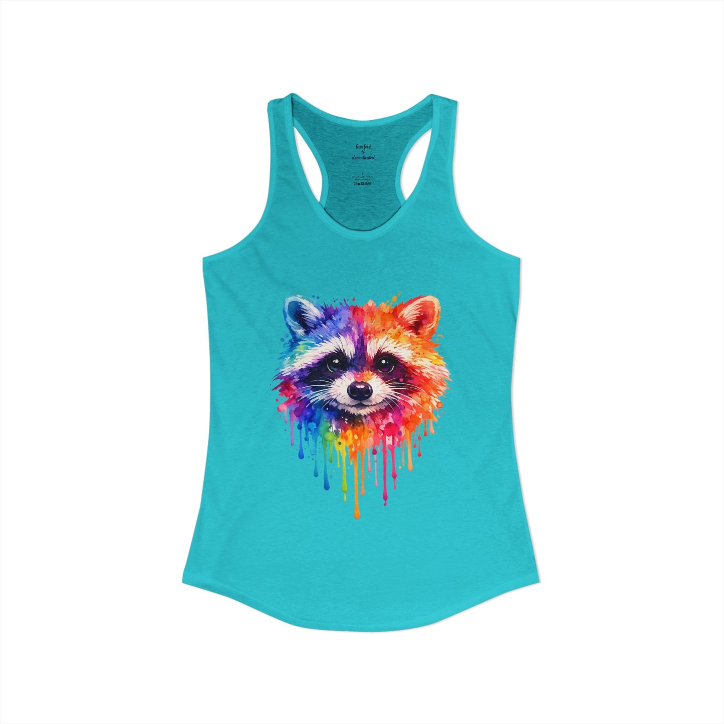 Watercolor Wildlife Raccoon Racerback Tank