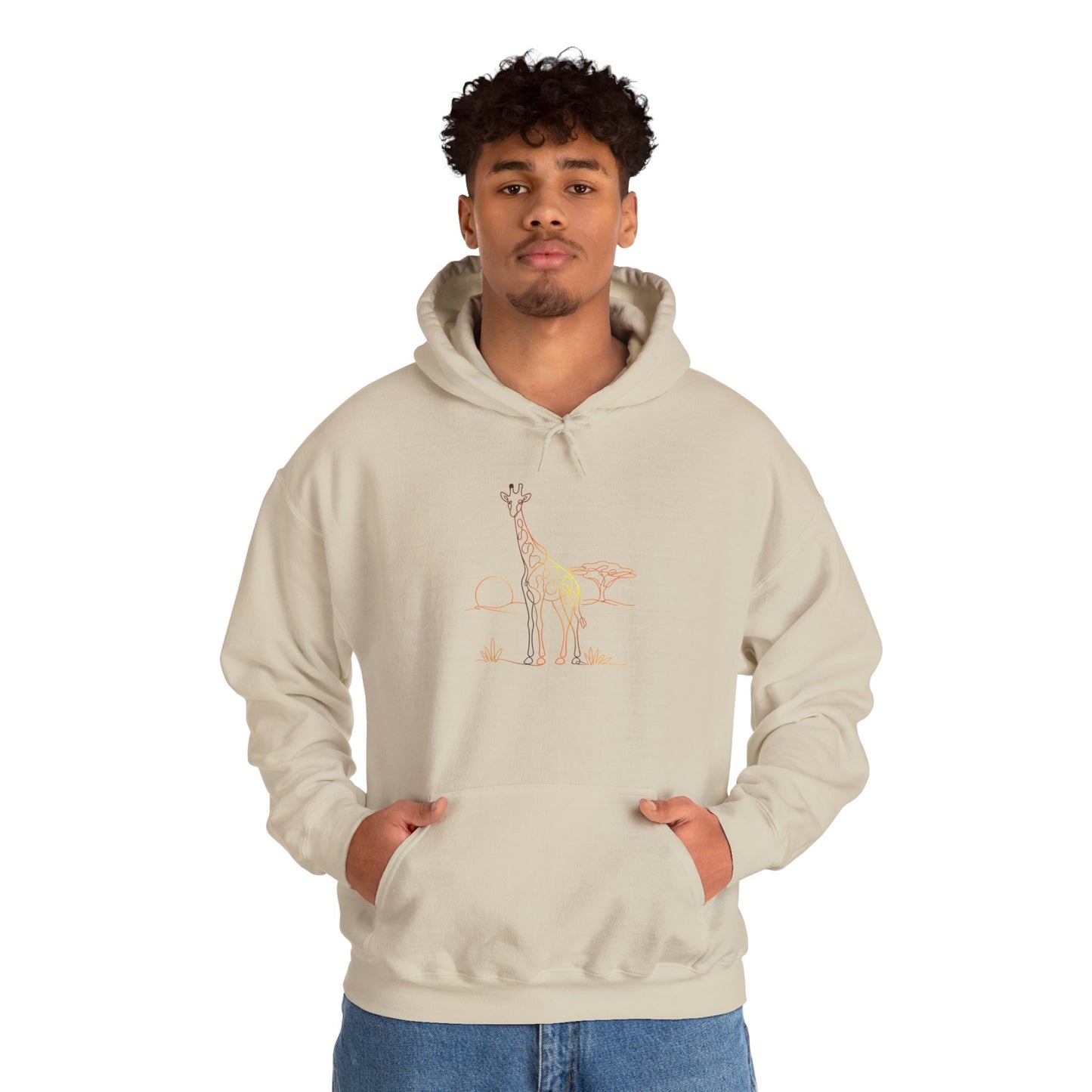 Giraffe Line Art Hoodie – Minimal Safari Illustration