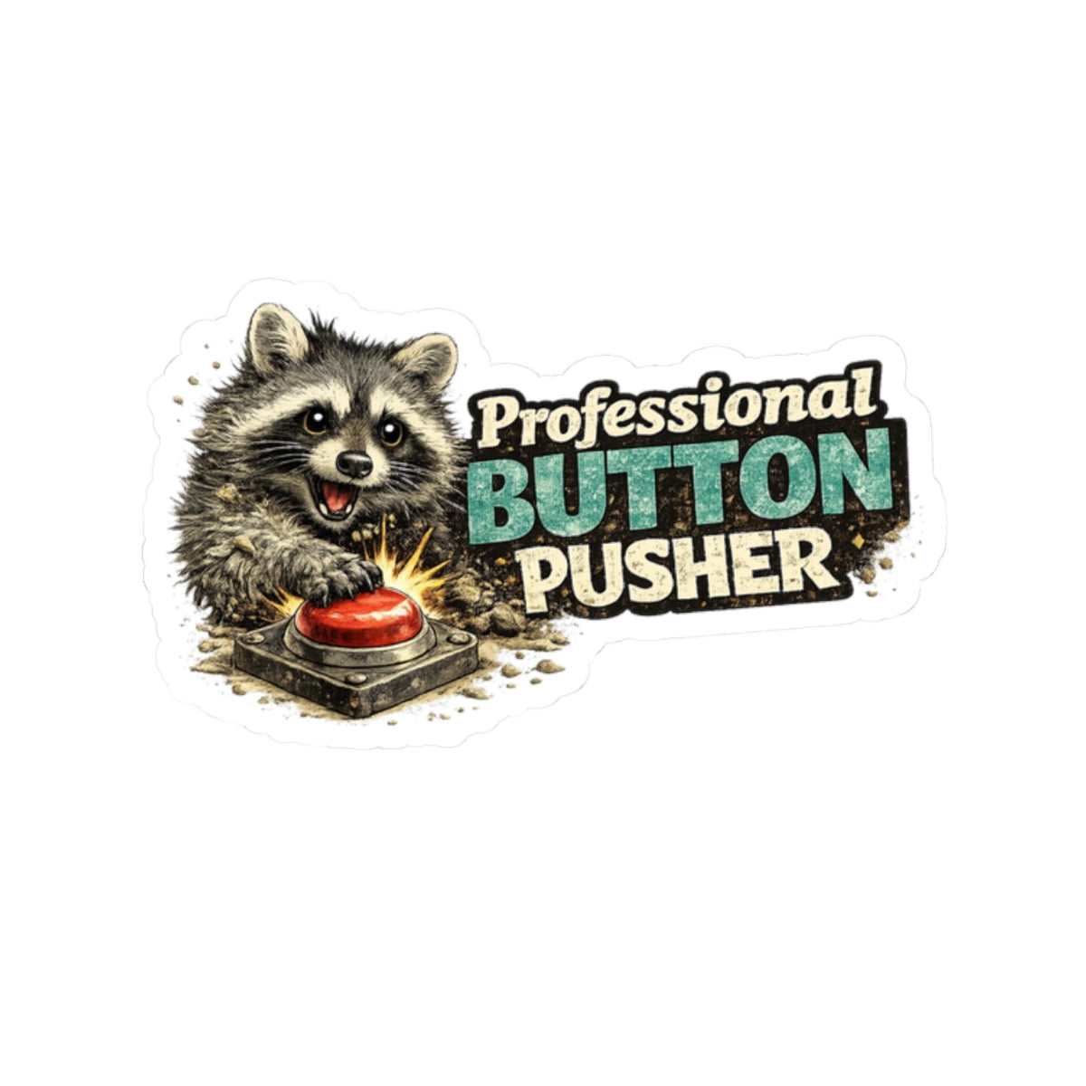 Button Pusher Raccoon Stickers