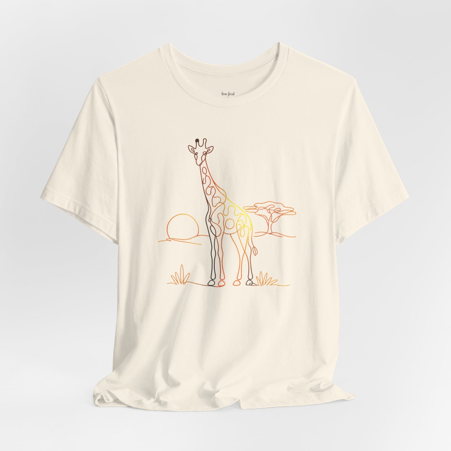 Giraffe Sunset Tee — Minimal Line Art Safari T-Shirt