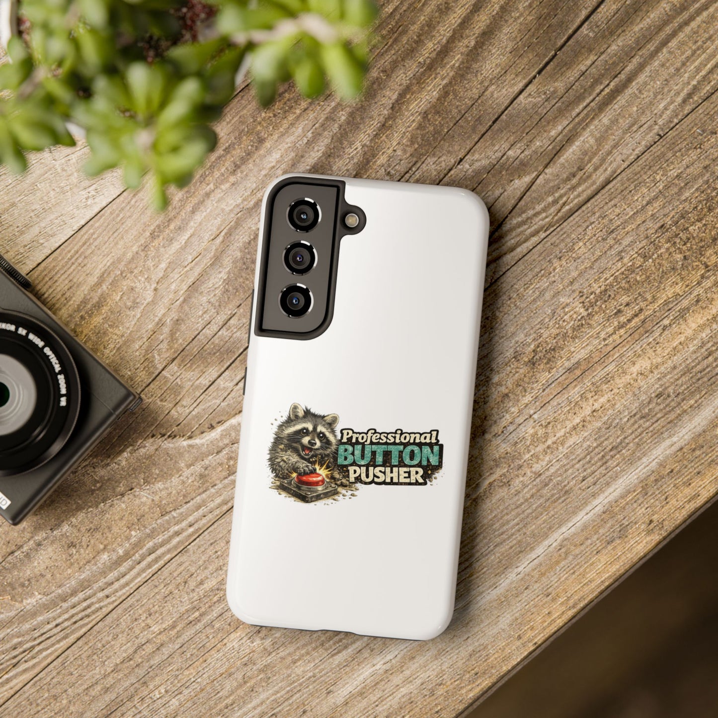 Button Pusher Raccoon Phone Case — Tough & Cute Protective Phone Cover