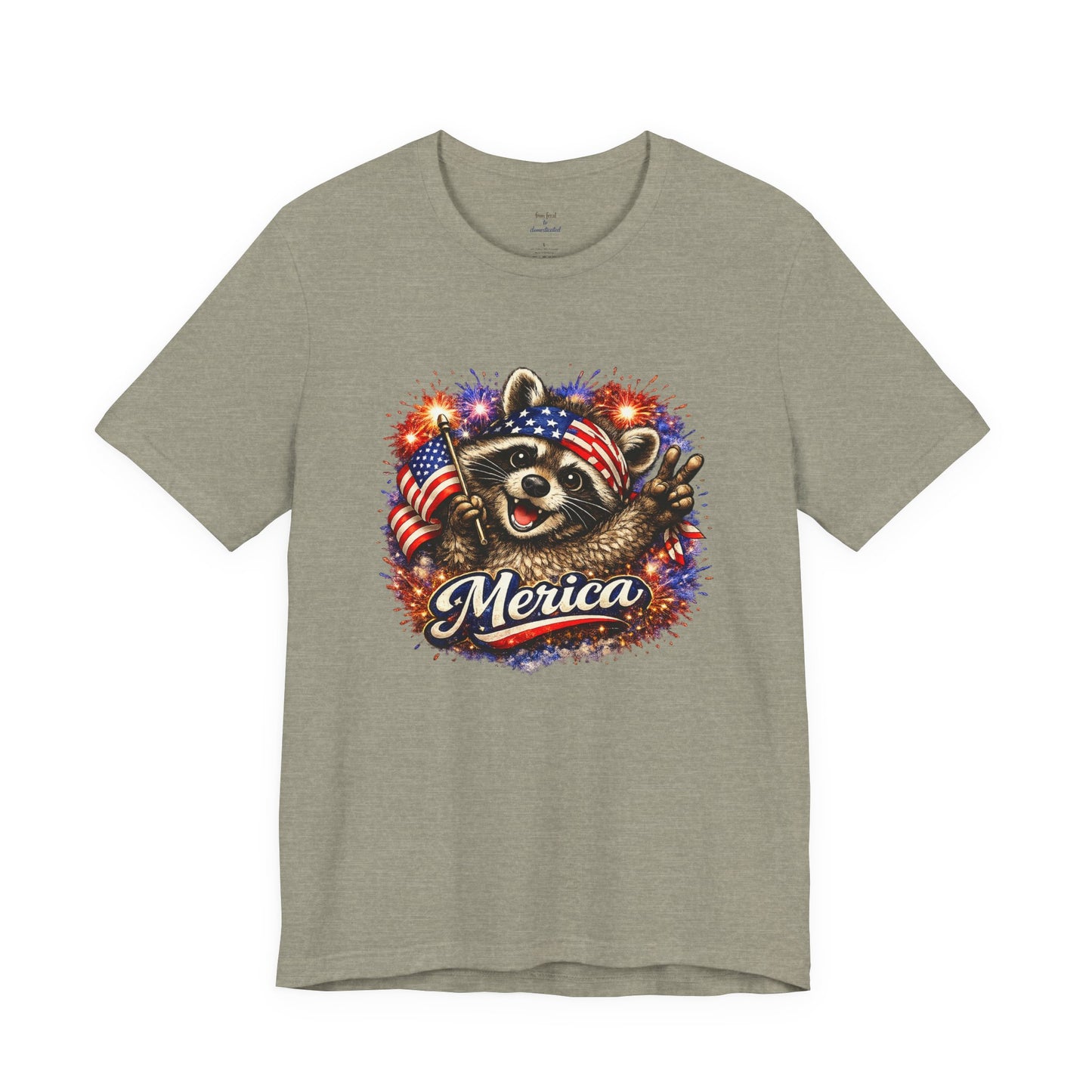 Patriot Raccoon 250th Anniversary T-Shirt — 4th of July Fireworks Flag Tee