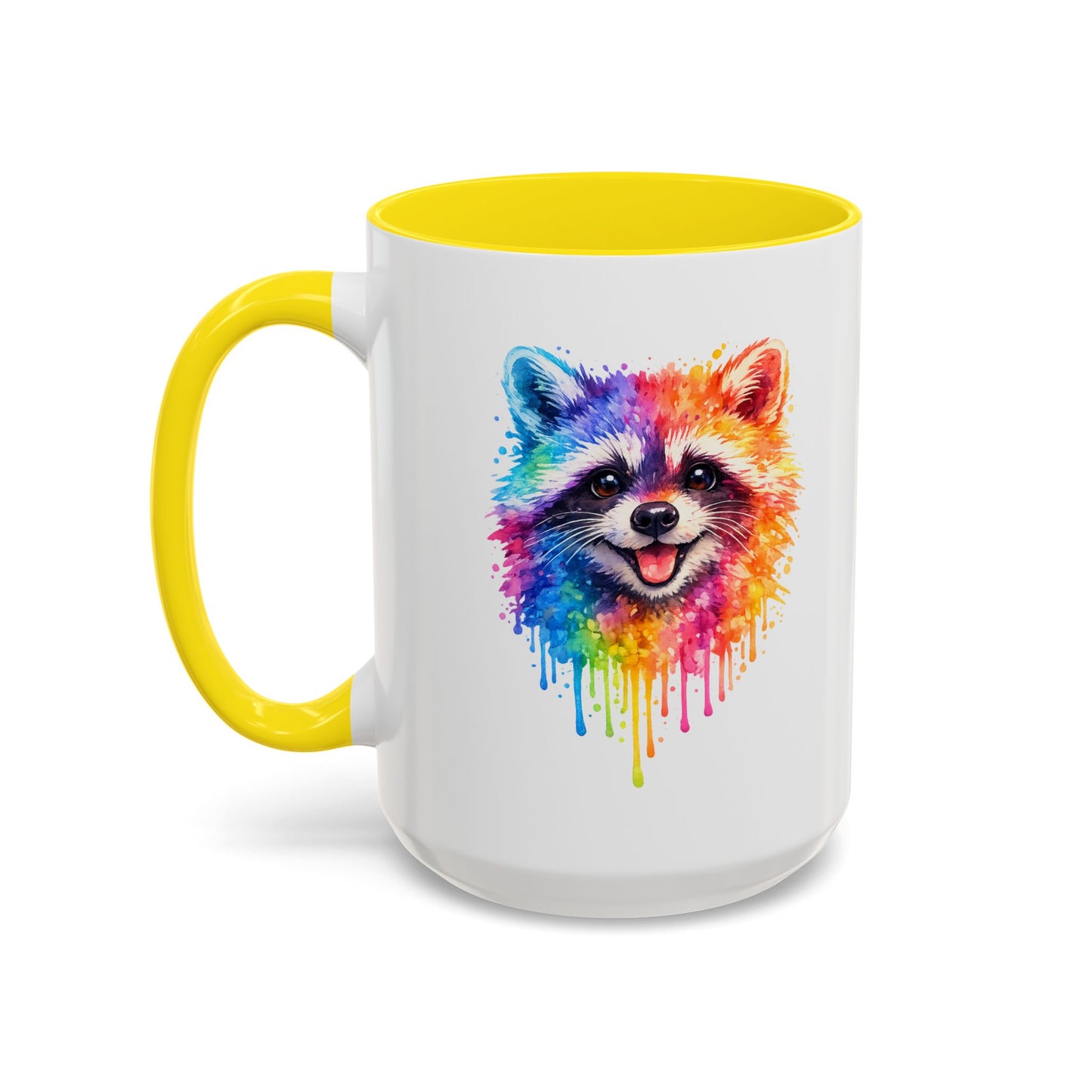 Cheerful Watercolor Raccoon Accent Coffee Mug