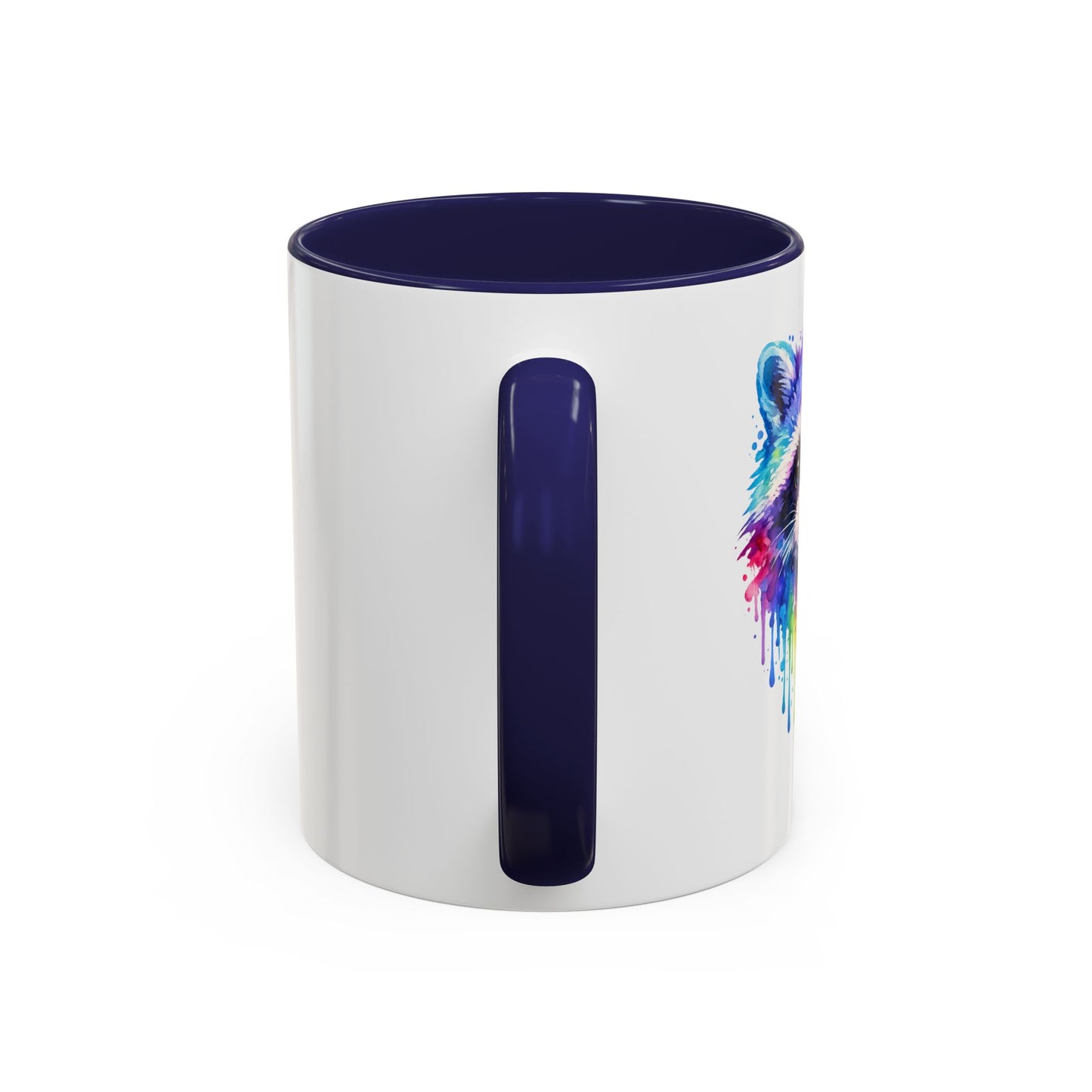 Cheerful Watercolor Raccoon Accent Coffee Mug