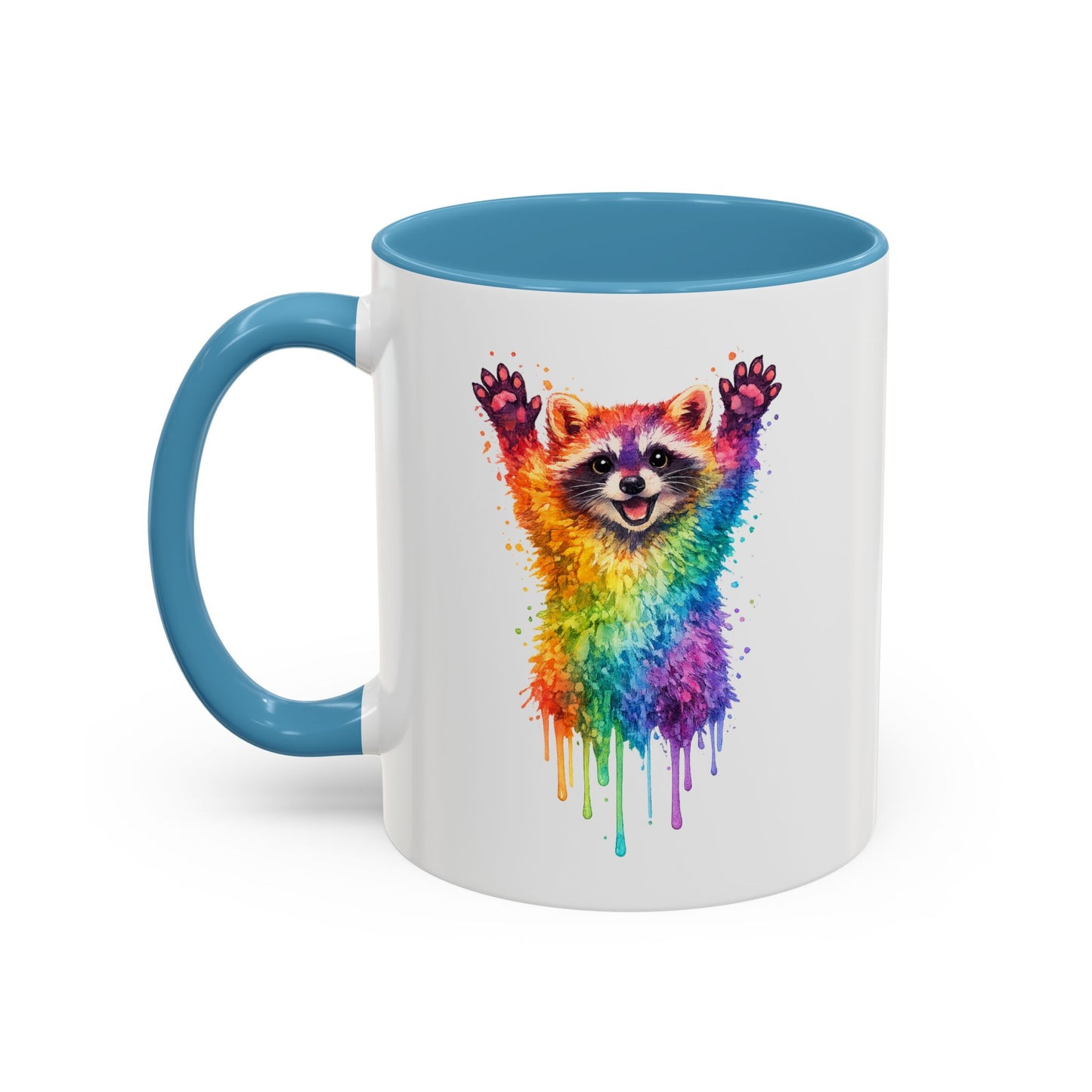 Cheerful Watercolor Raccoon Accent Coffee Mug