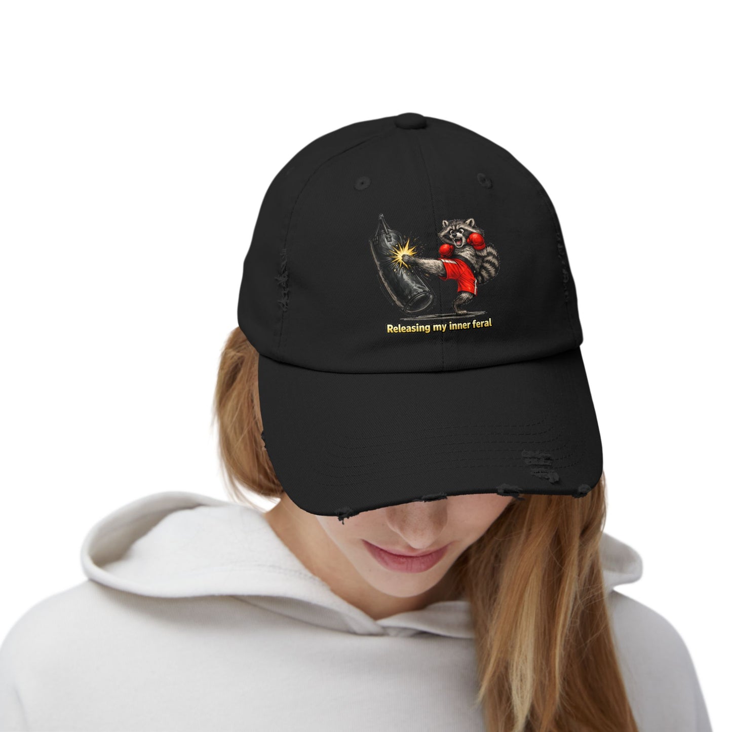 Inner Feral Distressed Cap — Raccoon Mom/Dad Funny Dad Hat